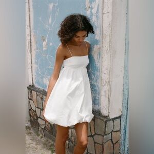 Zara Strappy White Eyelet Balloon Dress Size Medium